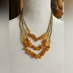 Golden yellow colored beaded layered Necklace 10” with extender